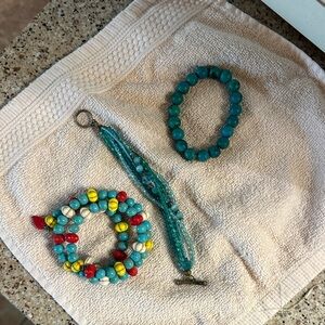 Handmade Turquoise and Multicolor Beaded Bracelet Set